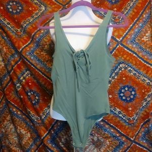 Heart & Hips Green Lace Up Bodysuit